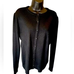 Luxe 360 Chic Black Button-Up Cardigan with brilliant rhinestone buttons size XL